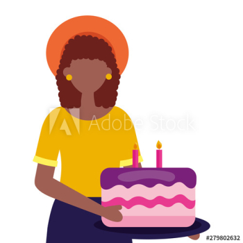 woman holding cake birthday celebration