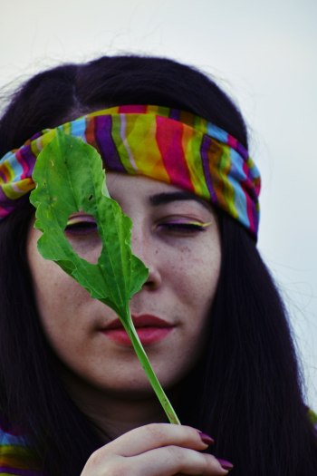 Woman Holding Green Leaf Woman Holding Green Leaf