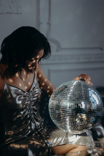 Woman Holding Mirror Ball Woman Holding Mirror Ball