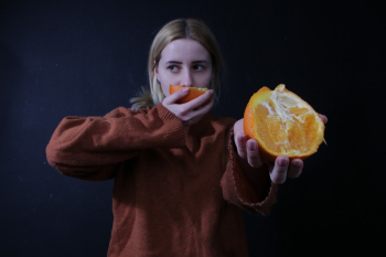 Woman Holding Orange Citrus Fruit Woman Holding Orange Citrus Fruit