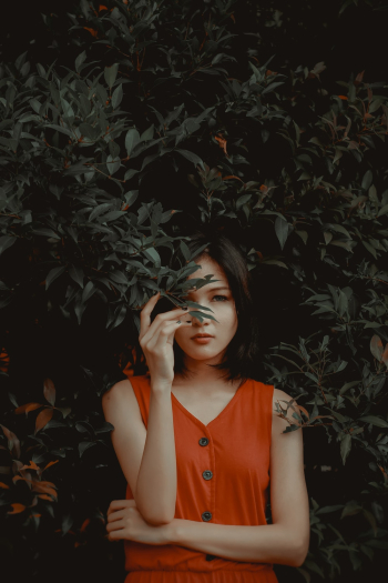 Woman Holding Plant Leaves Woman Holding Plant Leaves