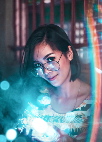 Woman Holding Strip Lights Woman Holding Strip Lights