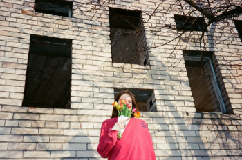 Woman Holding Tulips Woman Holding Tulips