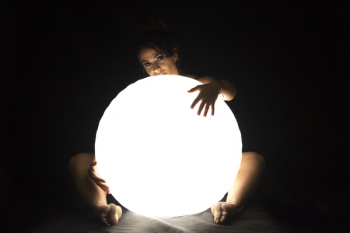 Woman Holds Led Large Ball Woman Holds Led Large Ball