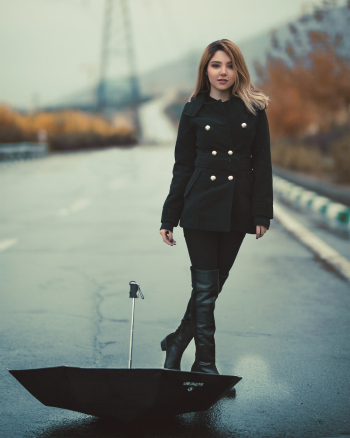 Woman in Black Double Button Jacket Woman in Black Double Button Jacket