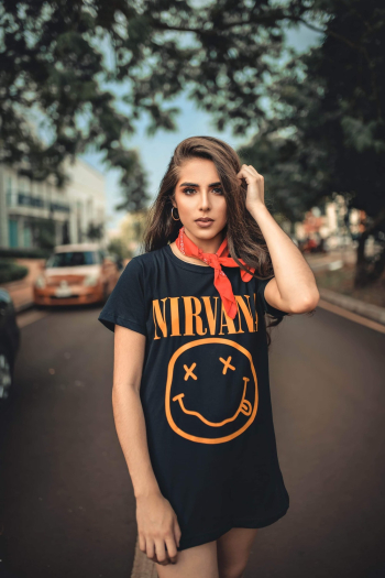 Woman in Black Nirvana-printed T-Shirt Woman in Black Nirvana-printed T-Shirt