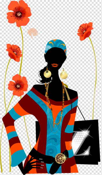 Woman in blue and red off-shoulder long-sleeved shirt with flower illustration, Business Card Design Wedding invitation Clothing, Abstract Women transparent background PNG clipart