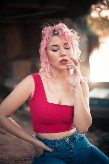 Woman In Pink Crop Top Woman In Pink Crop Top