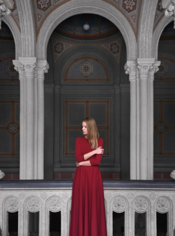 Woman In Red Long-sleeve Dress Woman In Red Long-sleeve Dress