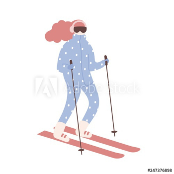Woman in snowsuit skiing Woman in snowsuit skiing