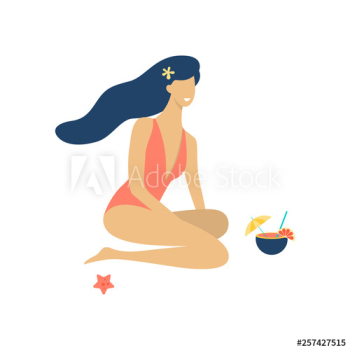 Woman in swimsuit with fresh cocktail Woman in swimsuit with fresh cocktail