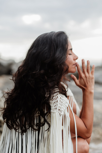 Woman in White Cardigan Woman in White Cardigan