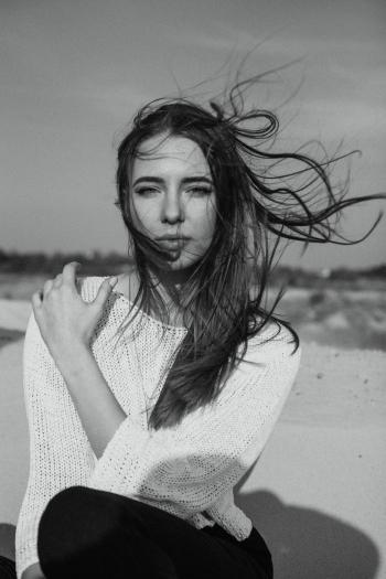 Woman in White Knit Sweater Woman in White Knit Sweater