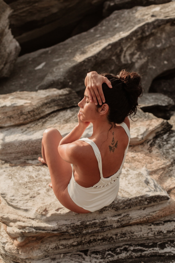 Woman in White Monokini Woman in White Monokini