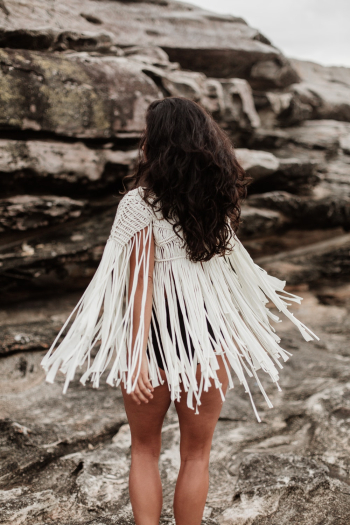 Woman in White Poncho Woman in White Poncho