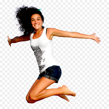 Woman Jumping - Happy Young Woman Jumping In The Sky png download ...
