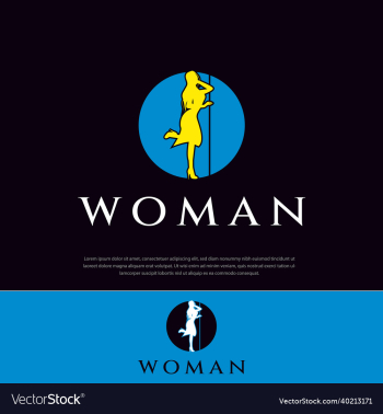 woman logo design holding long iron cute active