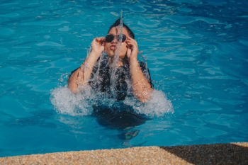 Woman on Pool Water Woman on Pool Water