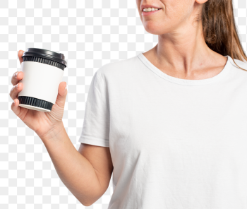 Woman png mockup holding a coffee | Free PNG Sticker - rawpixel