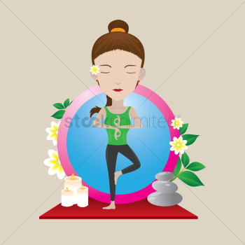 Woman practicing yoga in tree pose Woman practicing yoga in tree pose