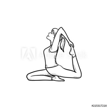 Woman practicing yoga king pigeon pose hand drawn outline doodle icon Woman practicing yoga king pigeon pose hand drawn outline doodle icon