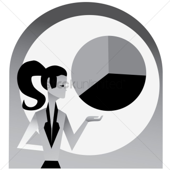 Woman presenting a pie chart Woman presenting a pie chart