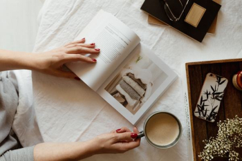 Woman read book and drink coffee Woman read book and drink coffee