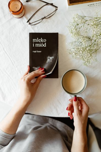 Woman read book and drink coffee Woman read book and drink coffee