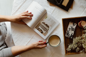 Woman read book and drink coffee Woman read book and drink coffee