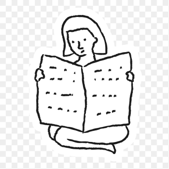 Woman reading a newspaper doodle | Free PNG Sticker - rawpixel