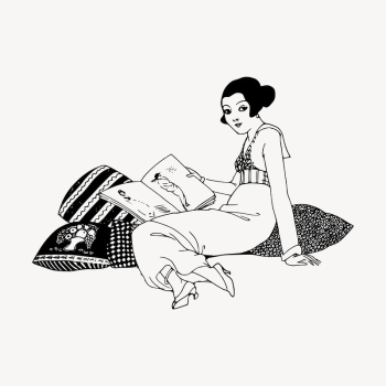 Woman reading clipart, drawing illustration | Free Vector Illustration - rawpixel