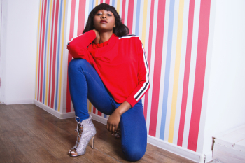 Woman Red and White Sweater Woman Red and White Sweater