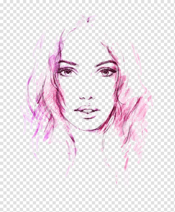 Woman's face artwork graphic art, Watercolor painting Art Illustration, Flirty watercolor transparent background PNG clipart