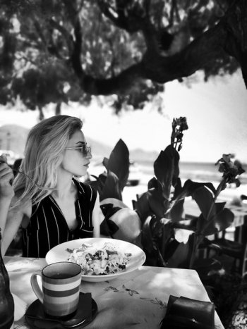 Woman Sit Next to Table Woman Sit Next to Table