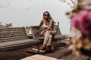 Woman Sitting on Bench Woman Sitting on Bench