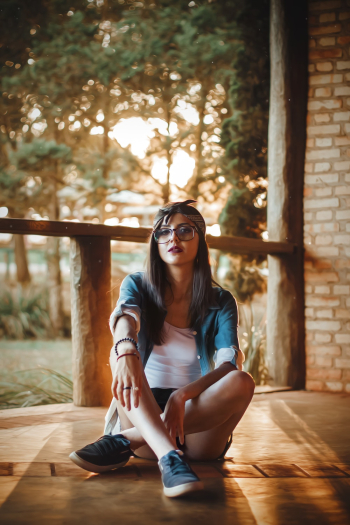 Woman Sitting on Floor Woman Sitting on Floor