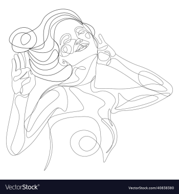 woman smile closed eyes line art woman smile closed eyes line art