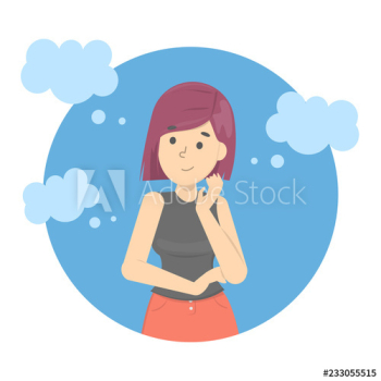 Woman think with the speech bubble around Woman think with the speech bubble around