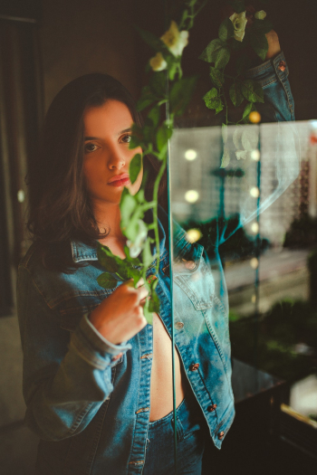 Woman Touching Green Plant Woman Touching Green Plant