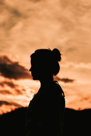 woman under sunset