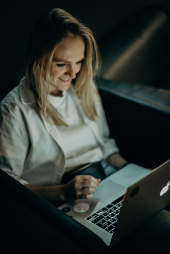 Woman Using Laptop Computer