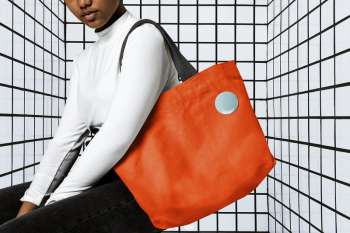 Woman using orange tote bag | Free Photo - rawpixel Woman using orange tote bag | Free Photo - rawpixel