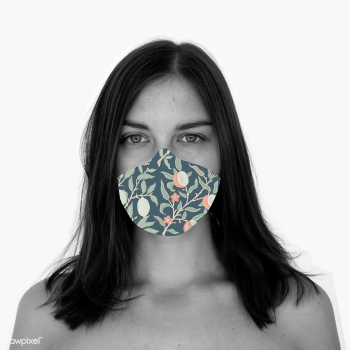 Woman wearing a floral face mask during coronavirus pandemic mockup | Free  transparent png - 2326847