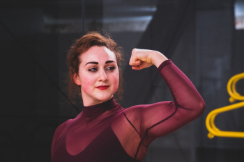 Woman Wearing Black and Red Long-sleeved Shirt Woman Wearing Black and Red Long-sleeved Shirt