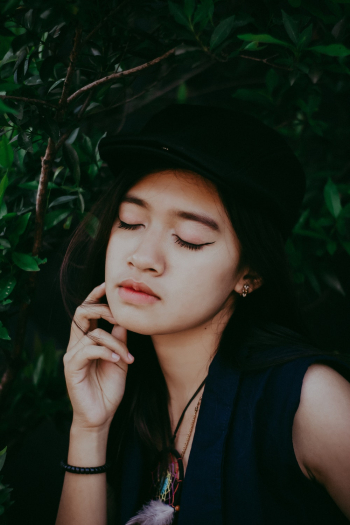 Woman Wearing Black Cap Woman Wearing Black Cap