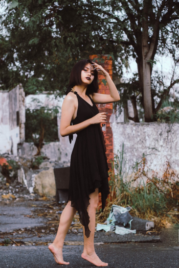 Woman Wearing Black Dress Woman Wearing Black Dress