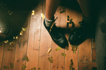 Woman Wearing Black Leather Shoes Woman Wearing Black Leather Shoes