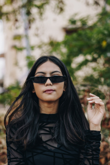 Woman Wearing Black Sunglasses Woman Wearing Black Sunglasses