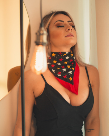 Woman Wearing Black Tank Top Closing Her Eyes Woman Wearing Black Tank Top Closing Her Eyes