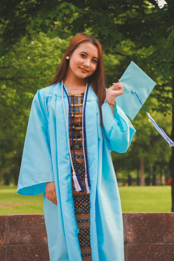 Woman Wearing Blue Academic Dress Woman Wearing Blue Academic Dress